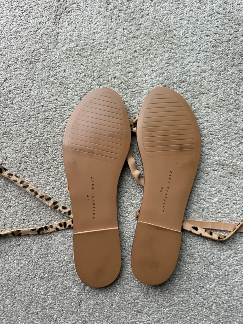💄NEW Zara Leather Leopard Print Strappy Women’s Sandals - Tan US 9 EUR 40 - Picture 4 of 10